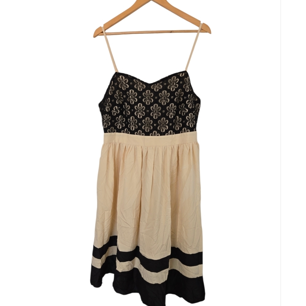 Rosegal Strapless Fit & Flare Dress Size Large Black & Beige Floral Lace
